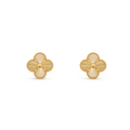 Vintage Clover Earrings - Yellow Gold - Guilloché