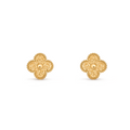 Vintage Clover Earrings - Yellow Gold - Textured
